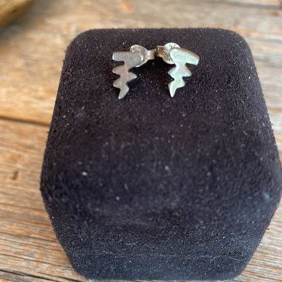 Silver Lightning Rod Stud Earrings. Silver. - Picture 2 of 6